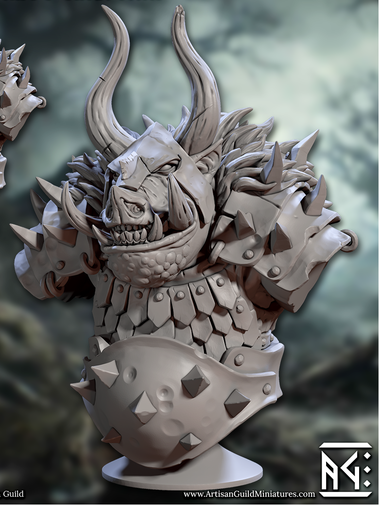 Orhog Warband, Pig-Orc Busts (8 Variants Available) - Artisan Guild