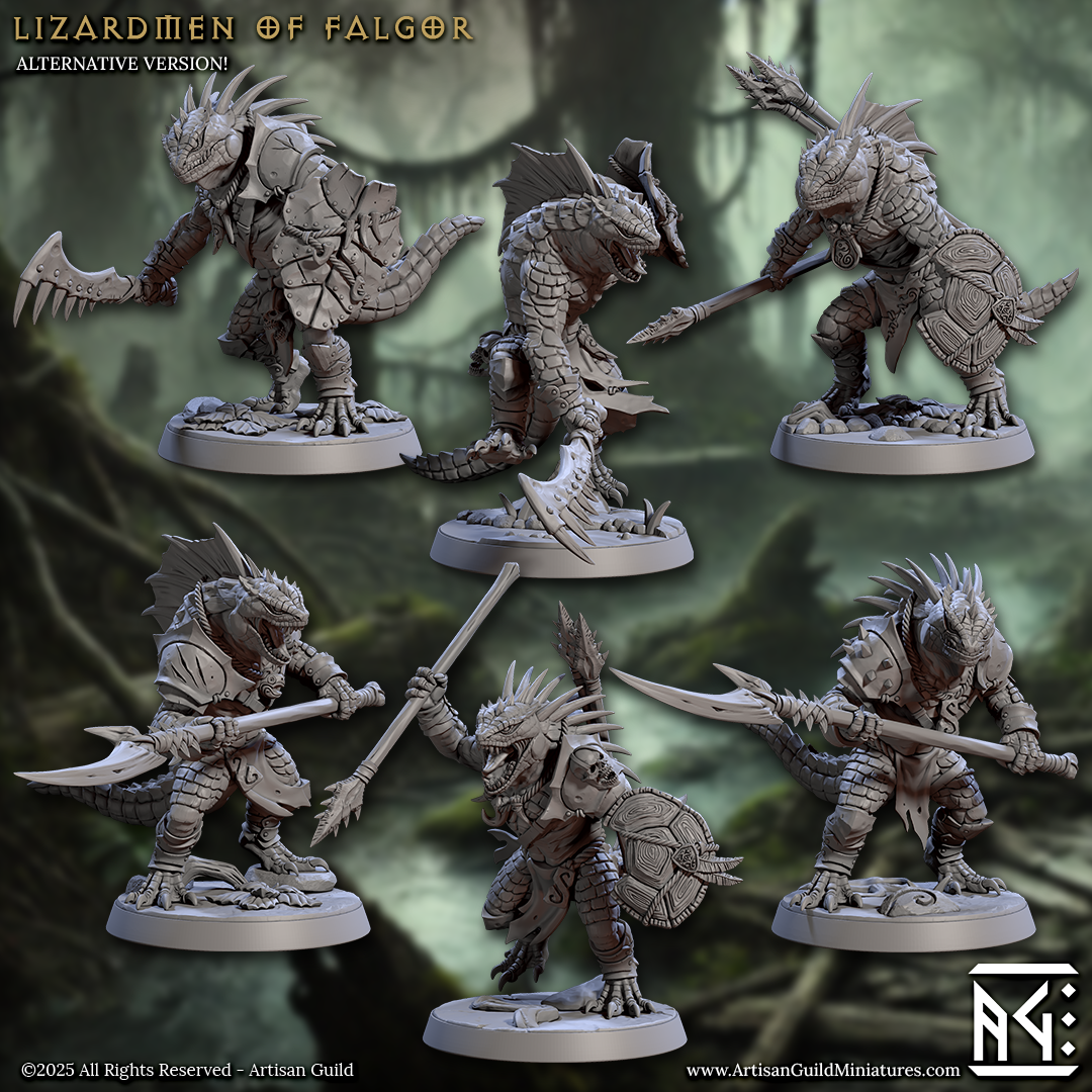 Lizardmen of Falgor, Set 1 (6 Variants Available) - Artisan Guild