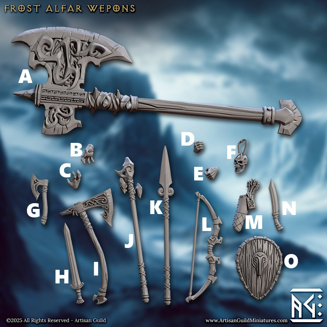 Frost Alfar Hands and Weapons, 32mm Scale (15 Variants Available) - Artisan Guild