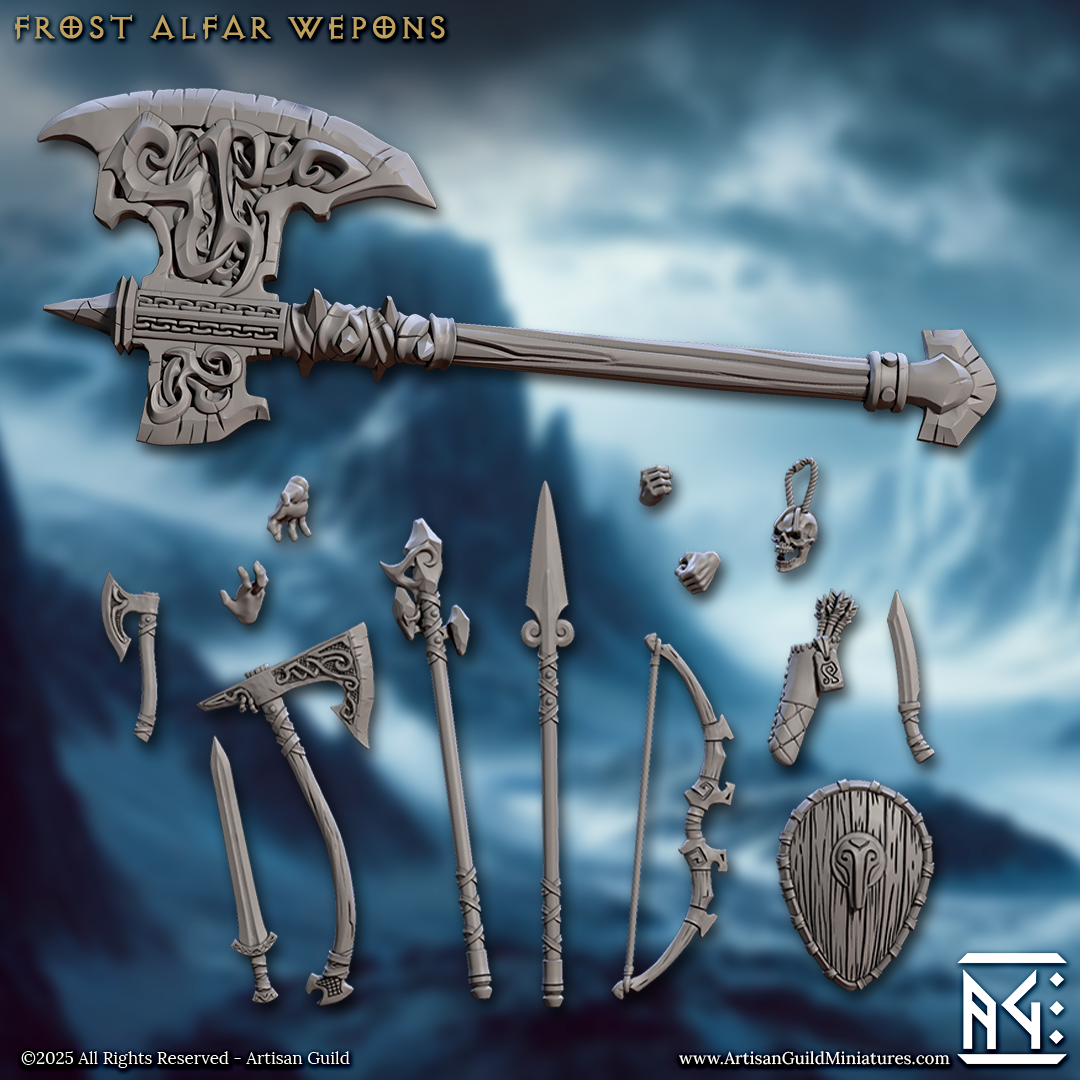 Frost Alfar Hands and Weapons, 32mm Scale (15 Variants Available) - Artisan Guild