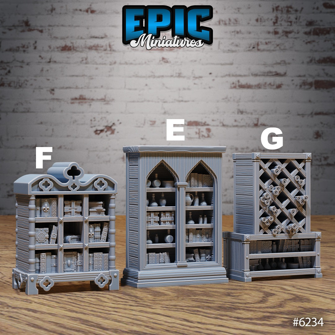 Heavenly Terrain Scatter Set - Chairs, Benches and Bookshelves (7 Variants Available) - Epic Miniatures