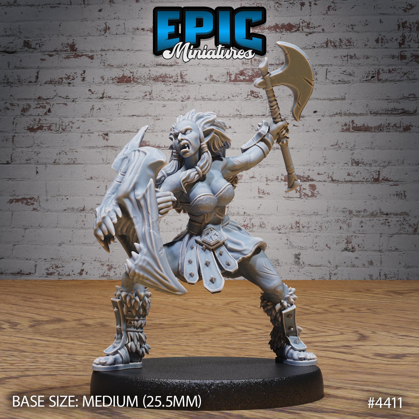 Half Orc Fighter Female (3 Variants Available) - Epic Miniatures