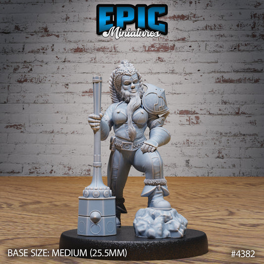 Bearded Female Dwarf (3 Variants Available) - Epic Miniatures