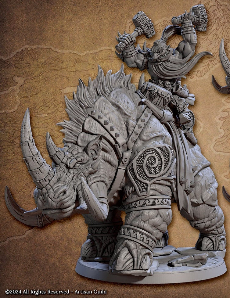 Dwarf Berserker Behemot Riders, Set 1 (4 Variants Available) - Artisan Guild