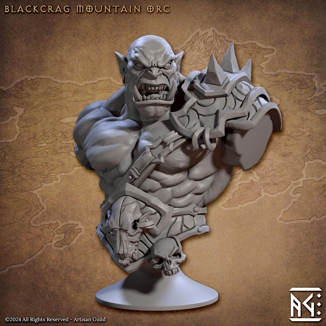 Blackcrag Mountain Orc Bust (2 Variants Available) - Artisan Guild
