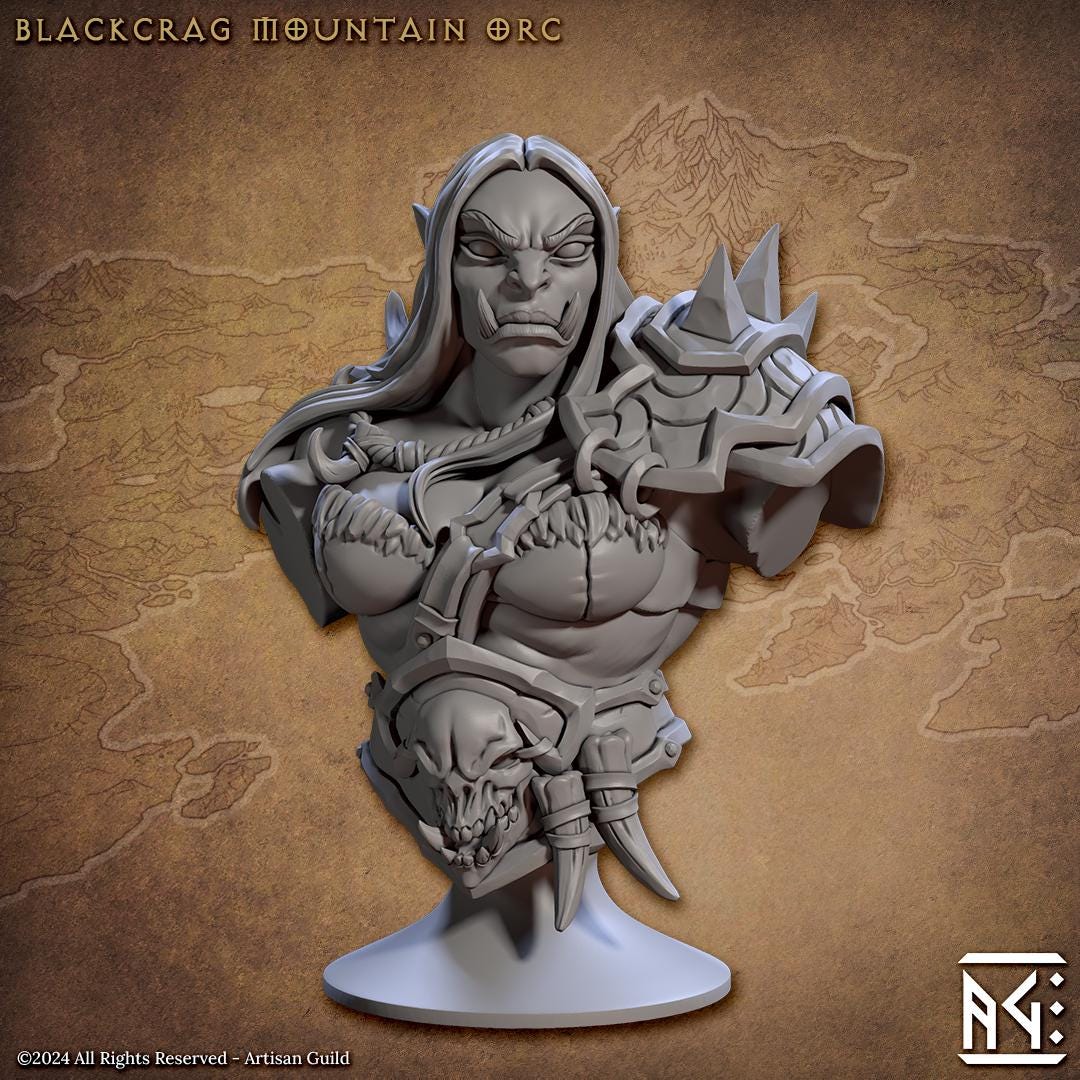 Blackcrag Mountain Orc Bust (2 Variants Available) - Artisan Guild