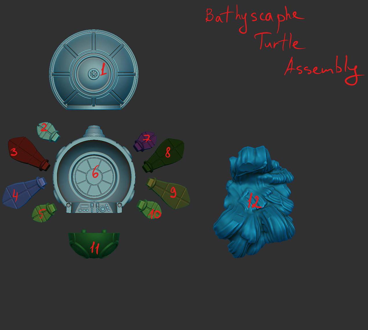 Bathyscaphe Turtle Submarine, Playable Terrain Piece - Epic Miniatures