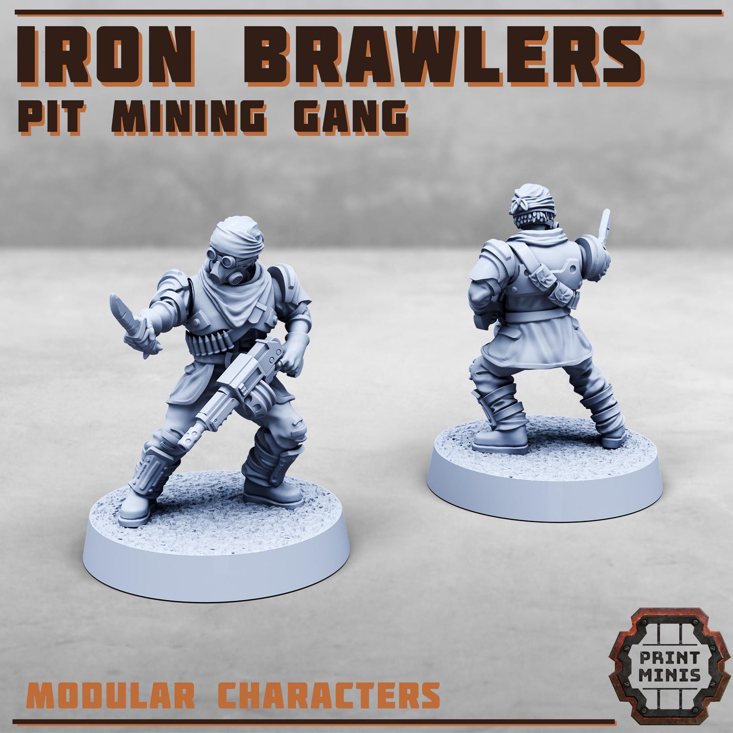 Iron Brawlers, Pit Mining Gang - Males (6 Variants Available) - Print Minis