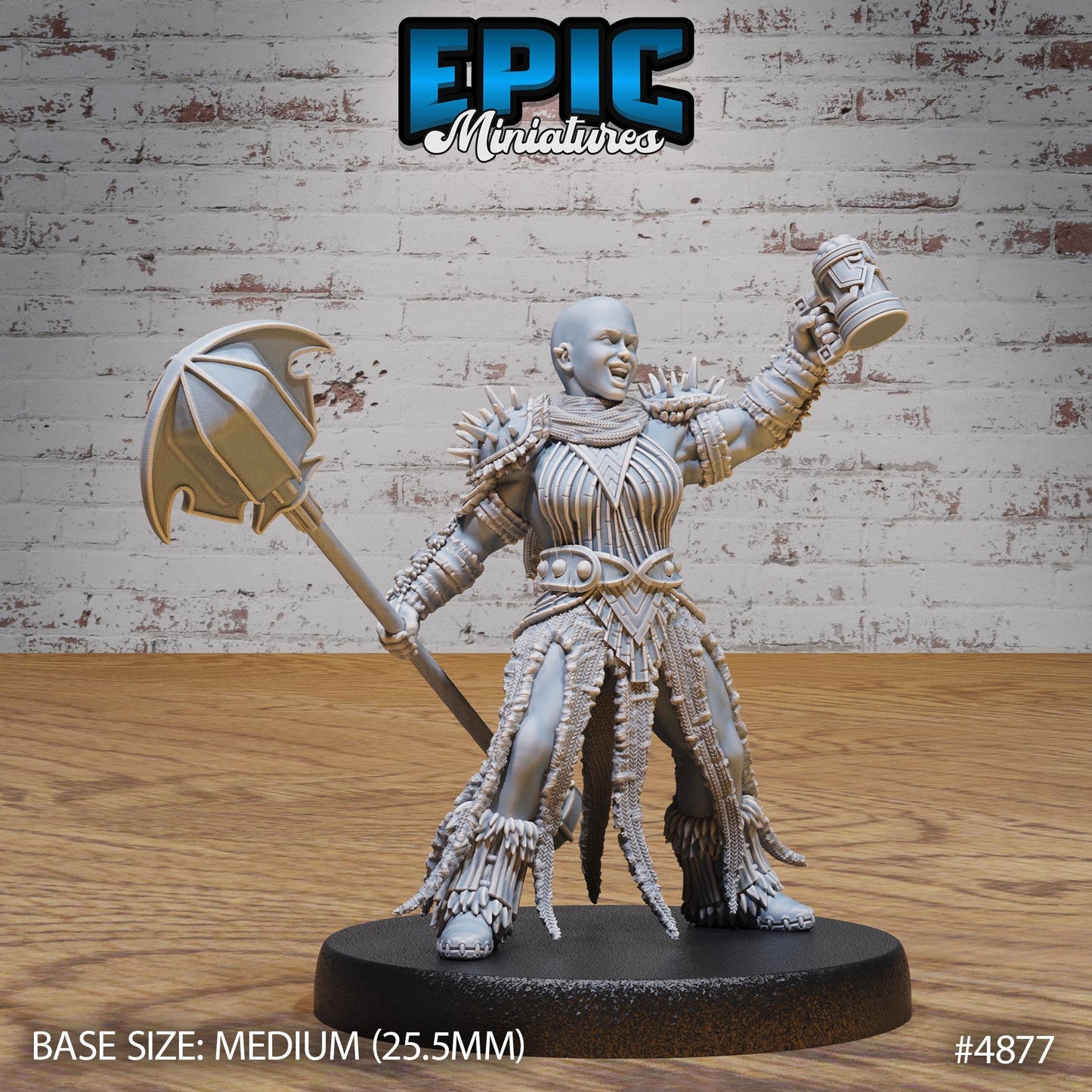 Bald Dwarf Female (3 Variants Available) - Epic Miniatures