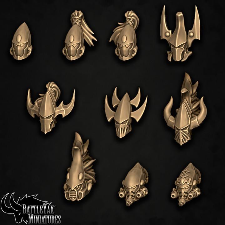 Eldarch Helmets, Customisation Pack - 28mm Scale (21 Variants Available) - Battle Yak
