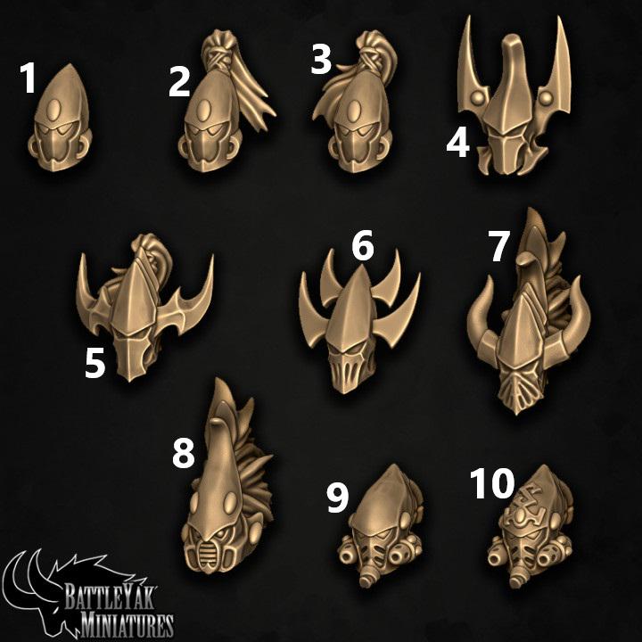 Eldarch Helmets, Customisation Pack - 32mm Scale (21 Variants Available) - Battle Yak