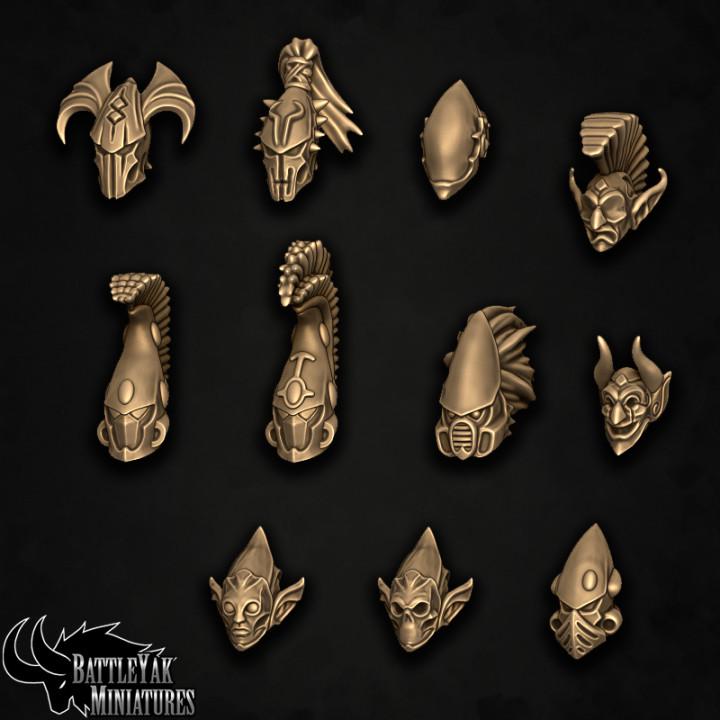 Eldarch Helmets, Customisation Pack - 28mm Scale (21 Variants Available) - Battle Yak