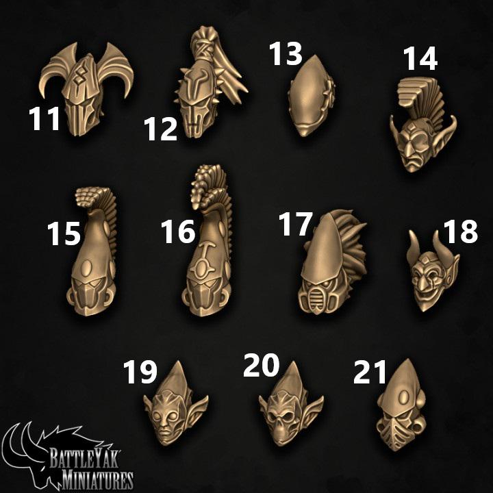 Eldarch Helmets, Customisation Pack - 28mm Scale (21 Variants Available) - Battle Yak