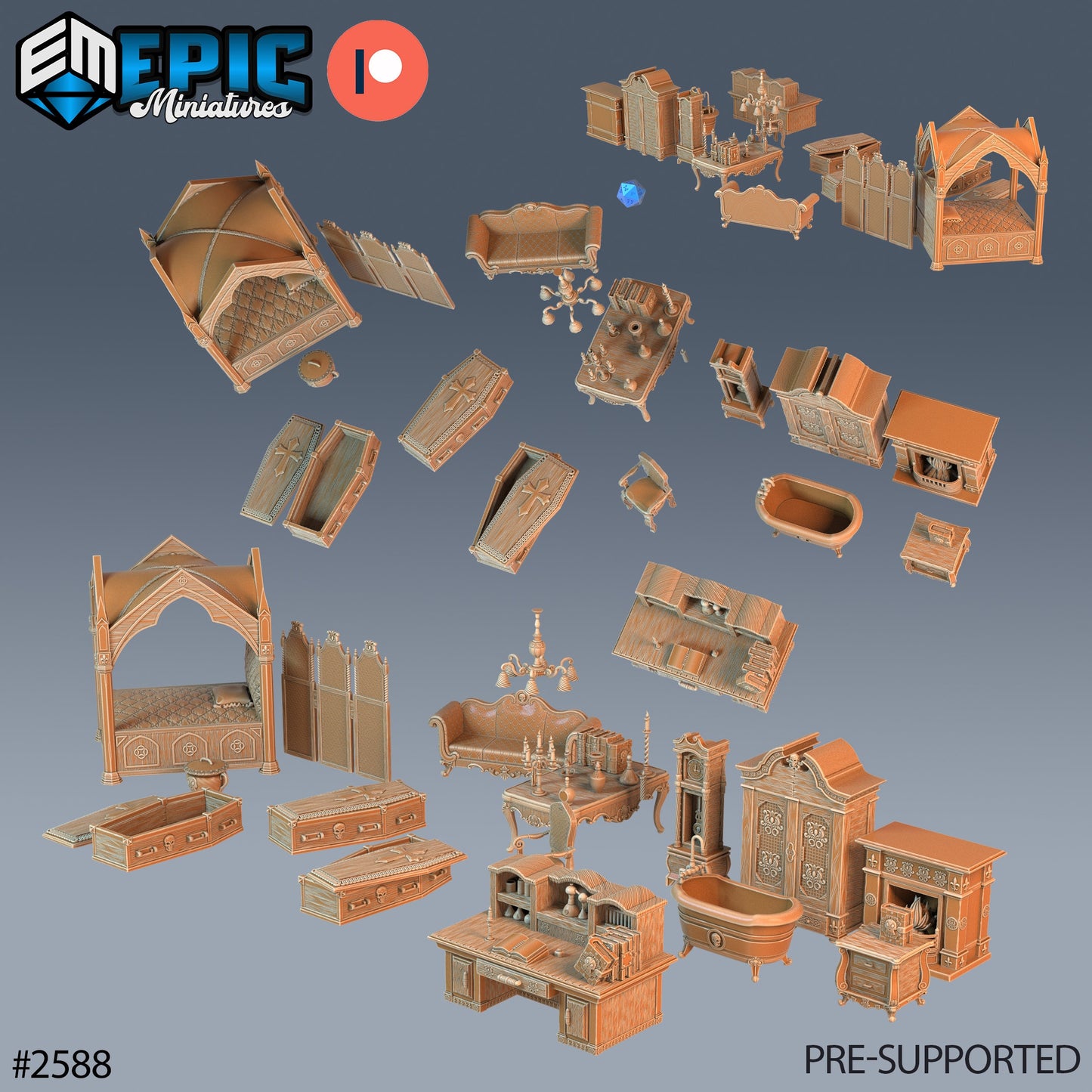 Vampire Castle Scatter, Terrain Kit (12mm Scale) - Epic Miniatures