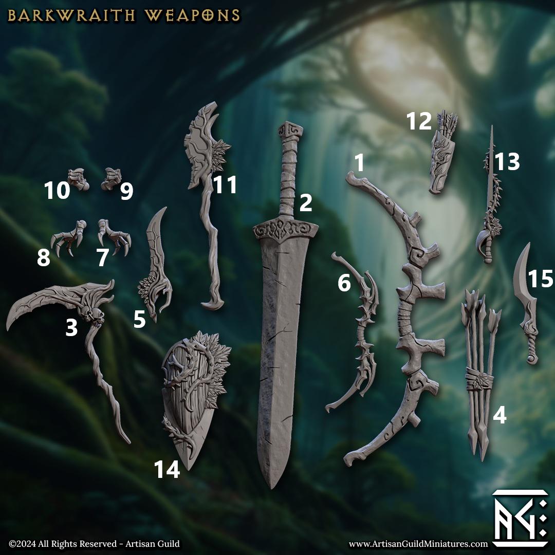 Barkwraith Spriggan, Hands and Weapons, 32mm Scale (15 Variants Available) - Artisan Guild