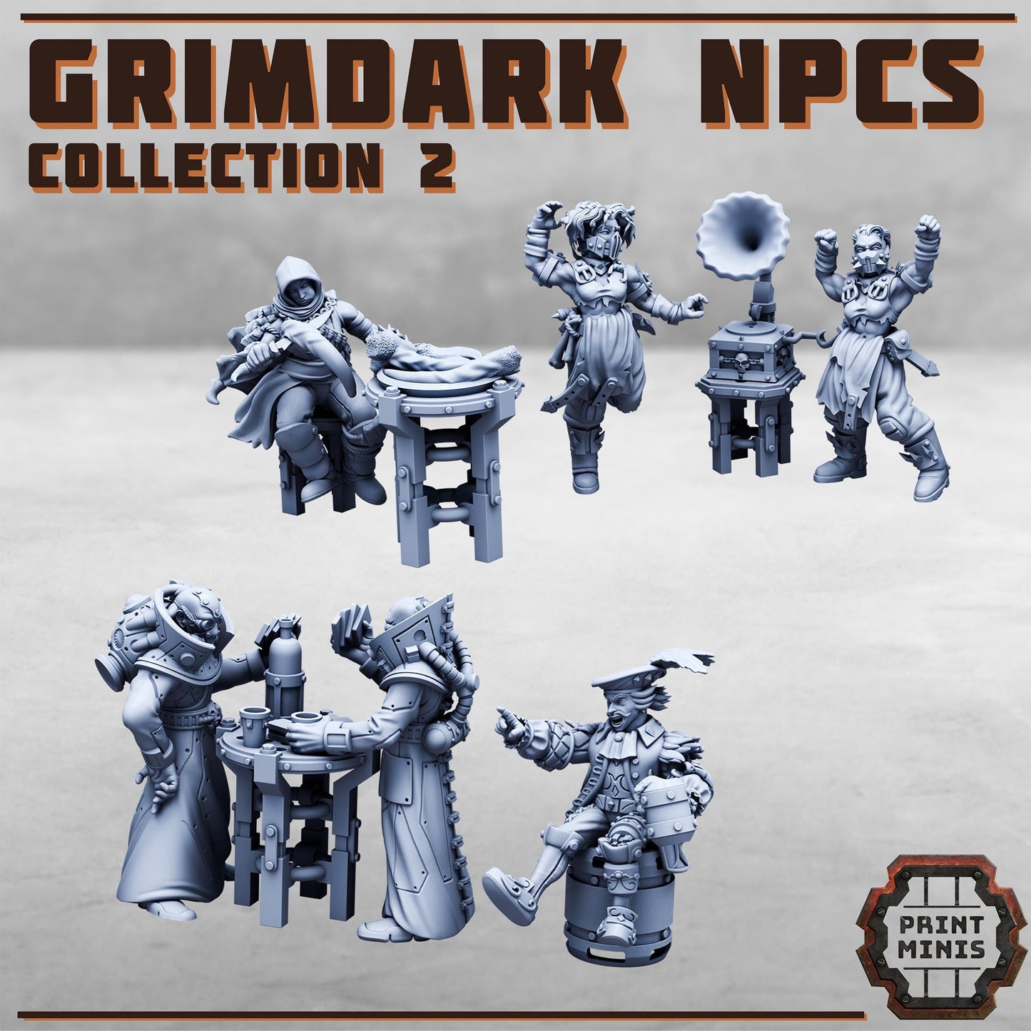 Grimdark NPCs, Set 2 (4 Variants Available) - Print Minis