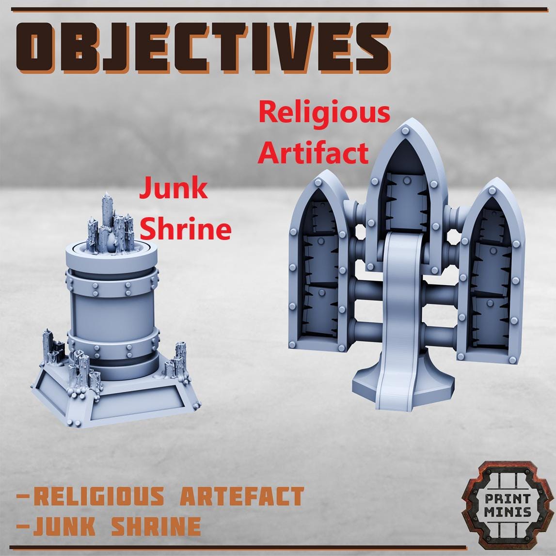 Wargaming Objectives, Scenery Kit (9 Variants Available) - Print Minis
