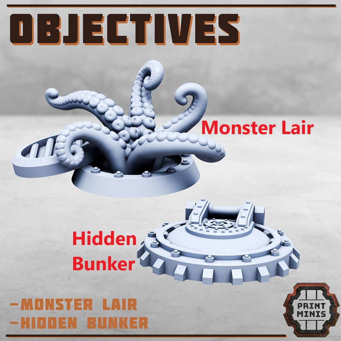 Wargaming Objectives, Scenery Kit (9 Variants Available) - Print Minis
