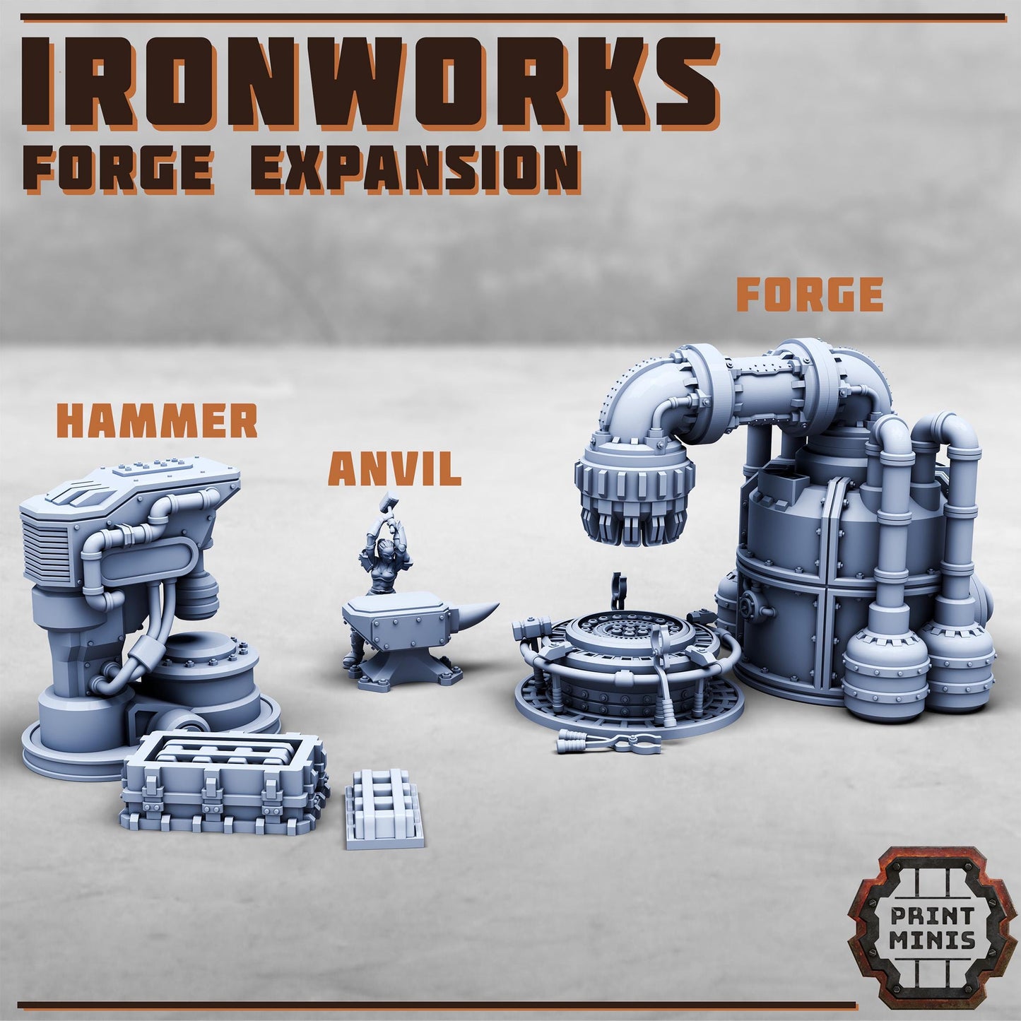 Ironworks Forge Expansion Set, Modular Scenery Kit - Print Minis