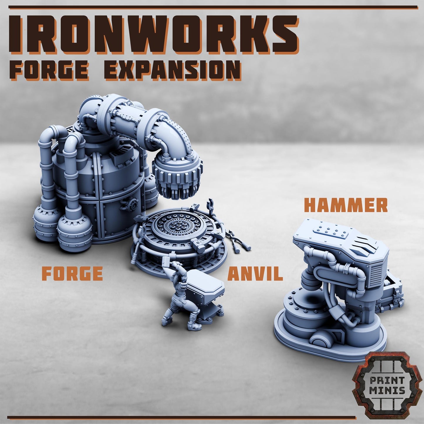 Ironworks Forge Expansion Set, Modular Scenery Kit - Print Minis