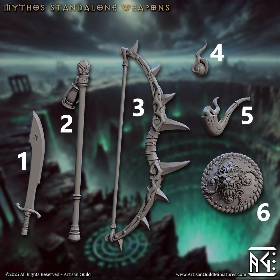 Temple of Mythos, Hands and Weapons, 32mm Scale (6 Variants Available) - Artisan Guild