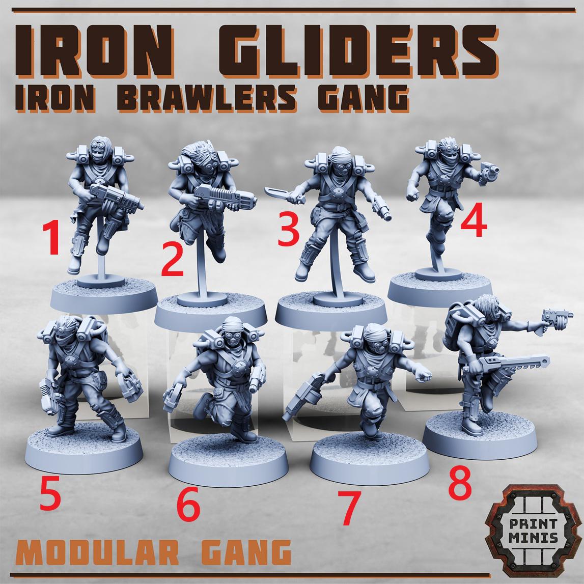 Iron Gliders - Iron Brawlers Gang (8 Variants Available) - Print Minis