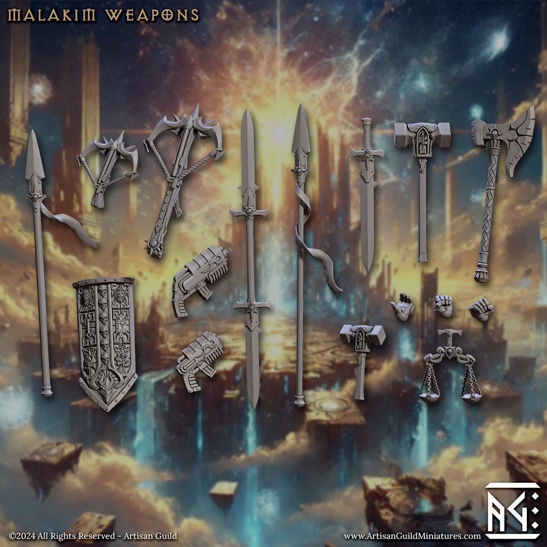 Malakim Hands and Weapons, 28mm Scale (16 Variants Available) - Artisan Guild