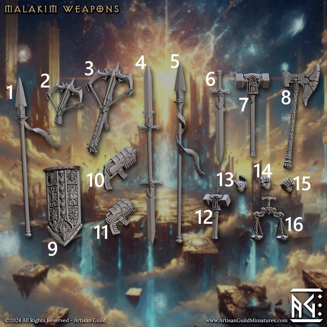 Malakim Hands and Weapons, 28mm Scale (16 Variants Available) - Artisan Guild