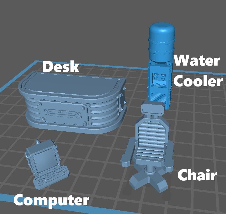 Office Scatter Set, 32mm Scale (8 Variants Available) - Print Minis