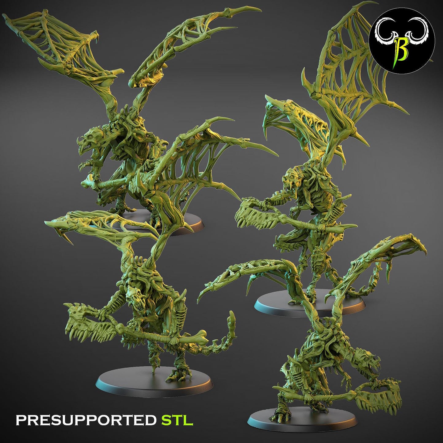 Goregyls, Bone Gargoyles - Axe Squad (4 Variants Available) - Clay Beast Creations