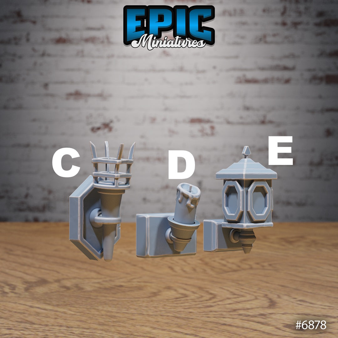 Knight's Honour, Castle Scatter Set - Candelabra and Wall Lights (5 Variants Available) - Epic Miniatures