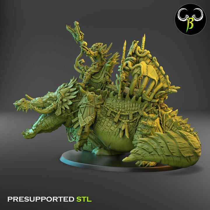Def'Jaws, Giant Crocodile with Troll Rider - Clay Beast Creations