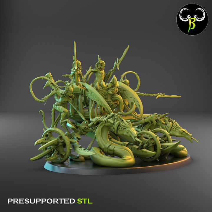 Skin Flayers, Snake-Drawn Demon Chariots (3 Variants Available) - Clay Beast Creations