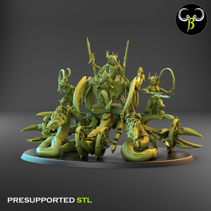 Skin Flayers, Snake-Drawn Demon Chariots (3 Variants Available) - Clay Beast Creations