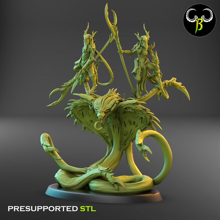 Mesmerazor (Snake Manta Beast with Demon Riders) - Clay Beast Creations
