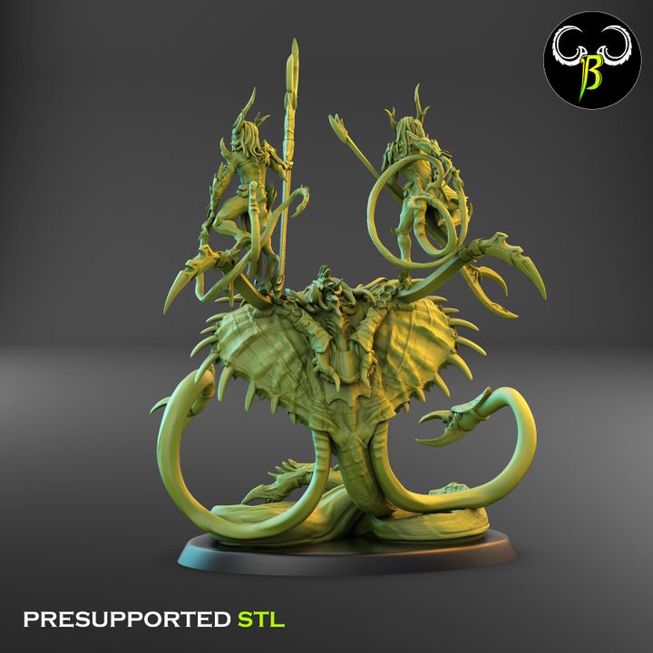 Mesmerazor (Snake Manta Beast with Demon Riders) - Clay Beast Creations