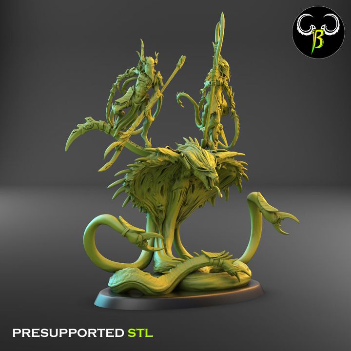 Mesmerazor (Snake Manta Beast with Demon Riders) - Clay Beast Creations