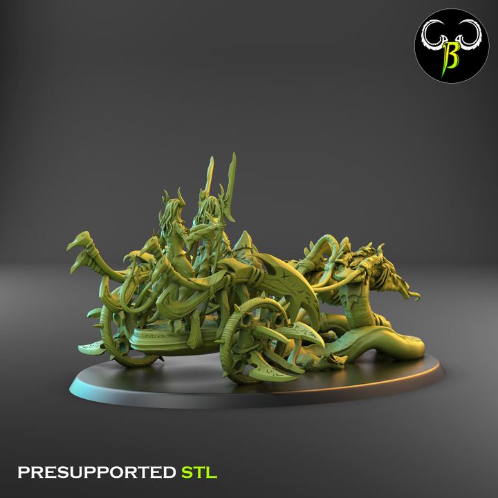 Skin Flayers, Snake-Drawn Demon Chariots (3 Variants Available) - Clay Beast Creations