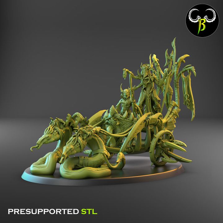 Skin Flayers, Snake-Drawn Demon Chariots (3 Variants Available) - Clay Beast Creations