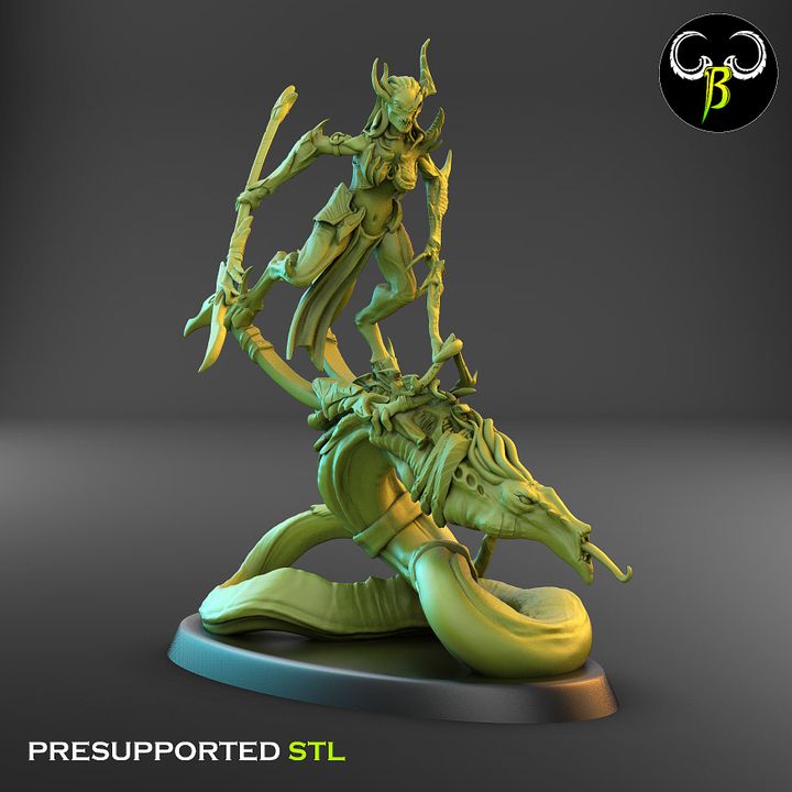 Soul Reavers, Female - Snake-Riding Demons (6 Variants Available) - Clay Beast Creations