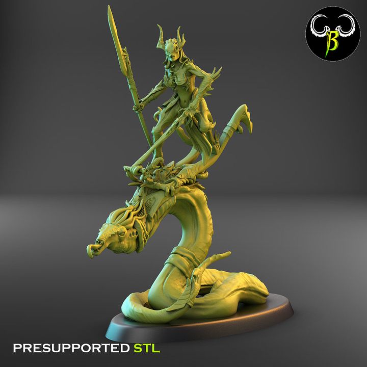 Soul Reavers, Female - Snake-Riding Demons (6 Variants Available) - Clay Beast Creations