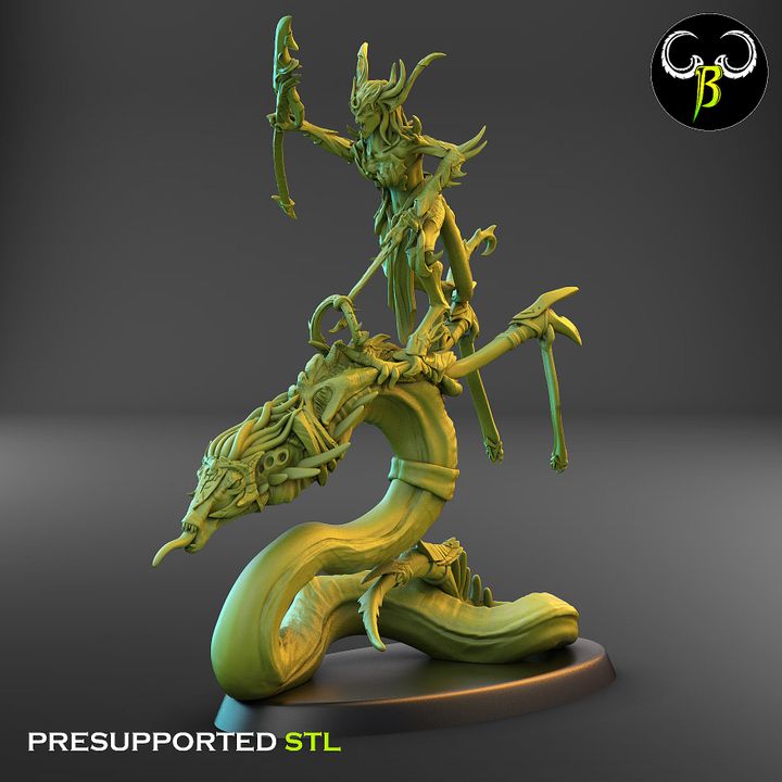 Soul Reavers, Female - Snake-Riding Demons (6 Variants Available) - Clay Beast Creations
