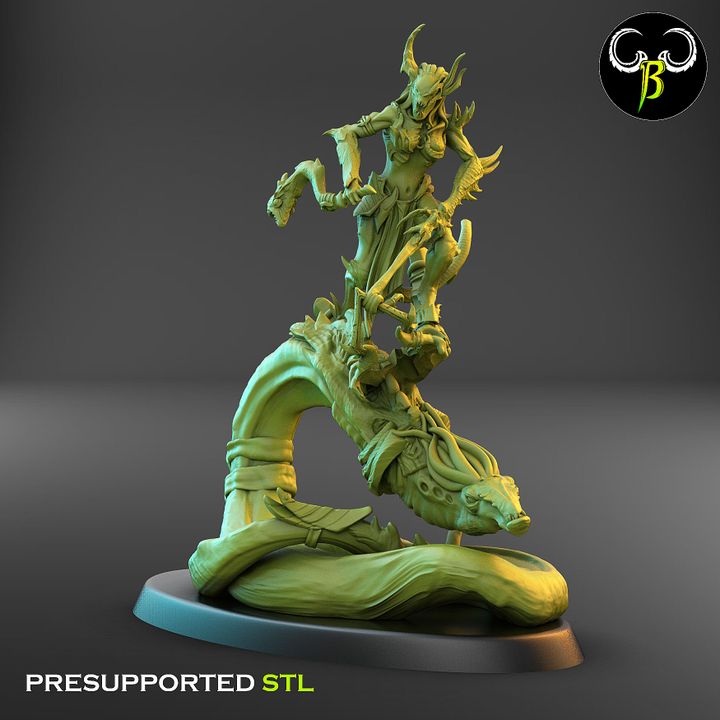 Soul Reavers, Female - Snake-Riding Demons (6 Variants Available) - Clay Beast Creations
