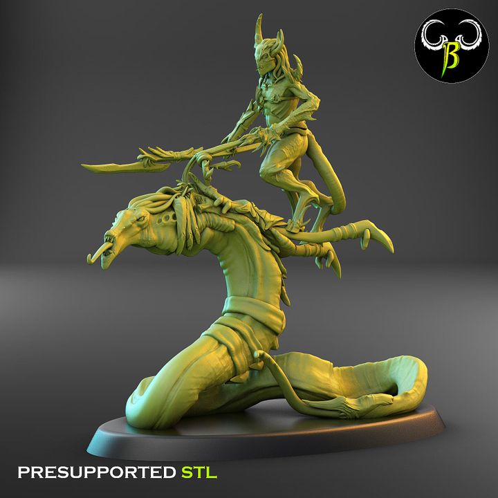 Soul Reavers, Male - Snake-Riding Demons (6 Variants Available) - Clay Beast Creations