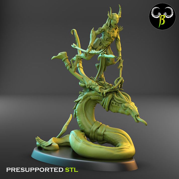 Soul Reavers, Male - Snake-Riding Demons (6 Variants Available) - Clay Beast Creations
