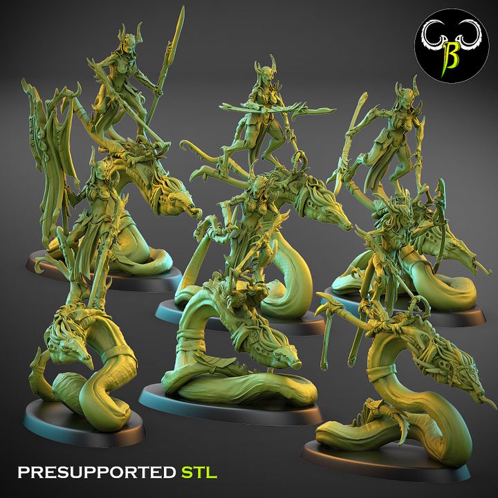 Soul Reavers, Female - Snake-Riding Demons (6 Variants Available) - Clay Beast Creations