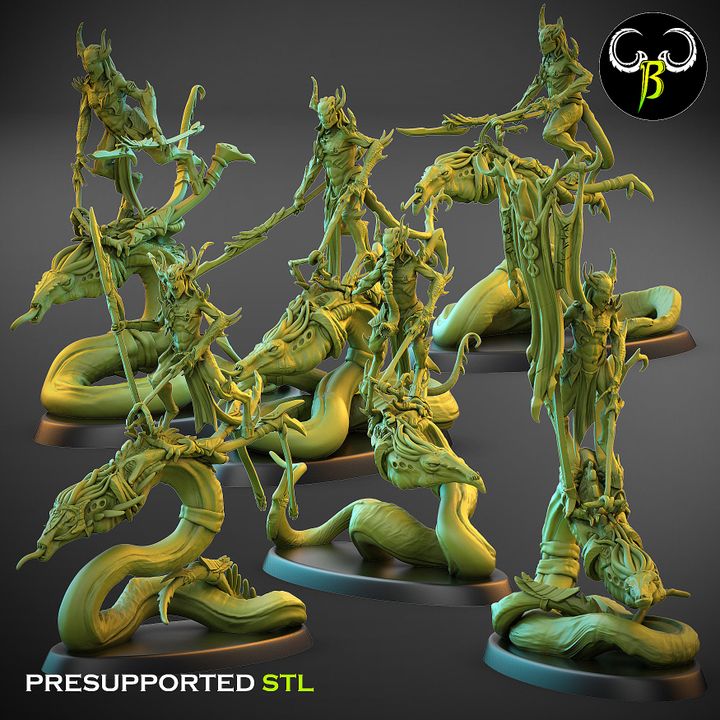 Soul Reavers, Male - Snake-Riding Demons (6 Variants Available) - Clay Beast Creations