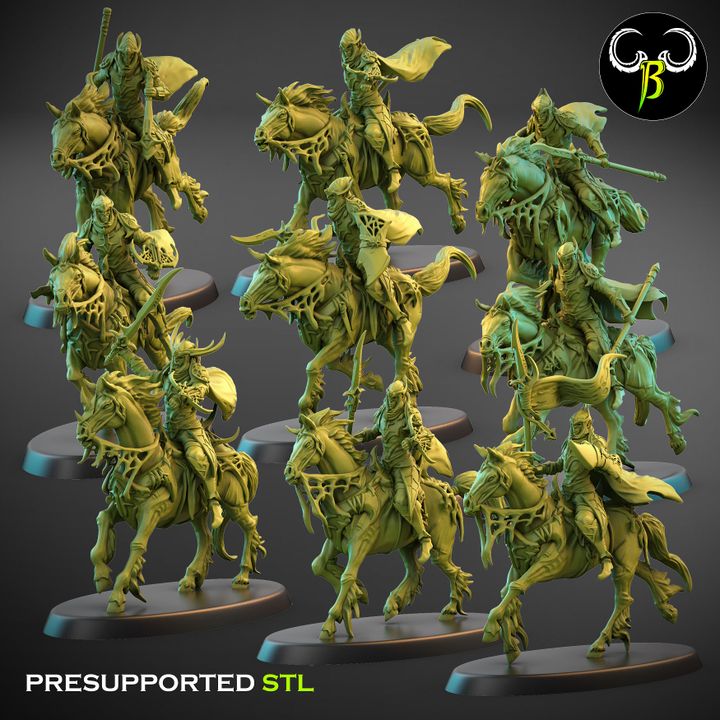 Webreavers, Dark Elf Cavalry Squad (9 Variants Available) - Clay Beast Creations