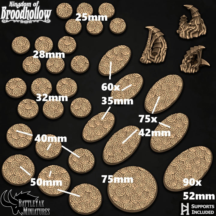 Fossilstone Bases - Spiral Ammonite Rocks Terrain Base Set (35 Variants Available) - Battle Yak