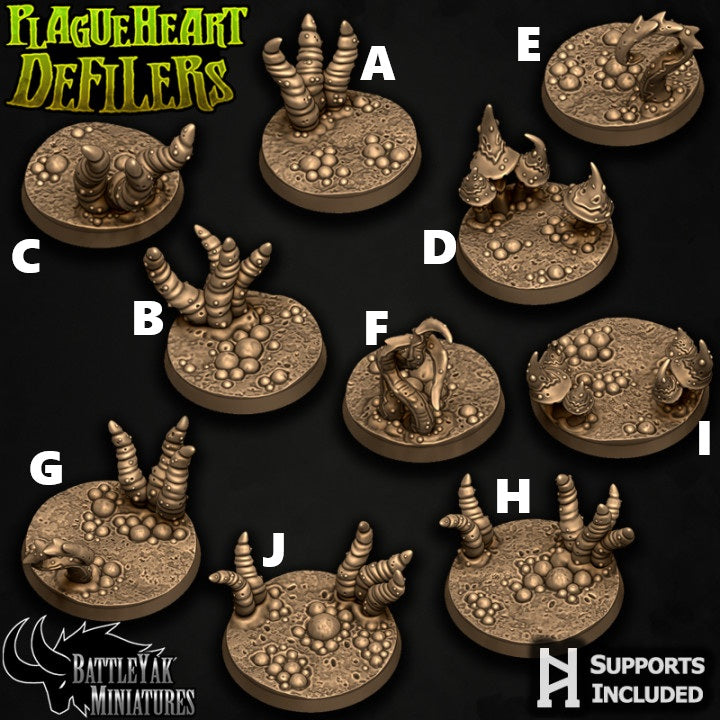 Plague Garden Bases - Diseased Tendrils , Fungus and Pustules Base Set (15 Variants Available) - Battle Yak
